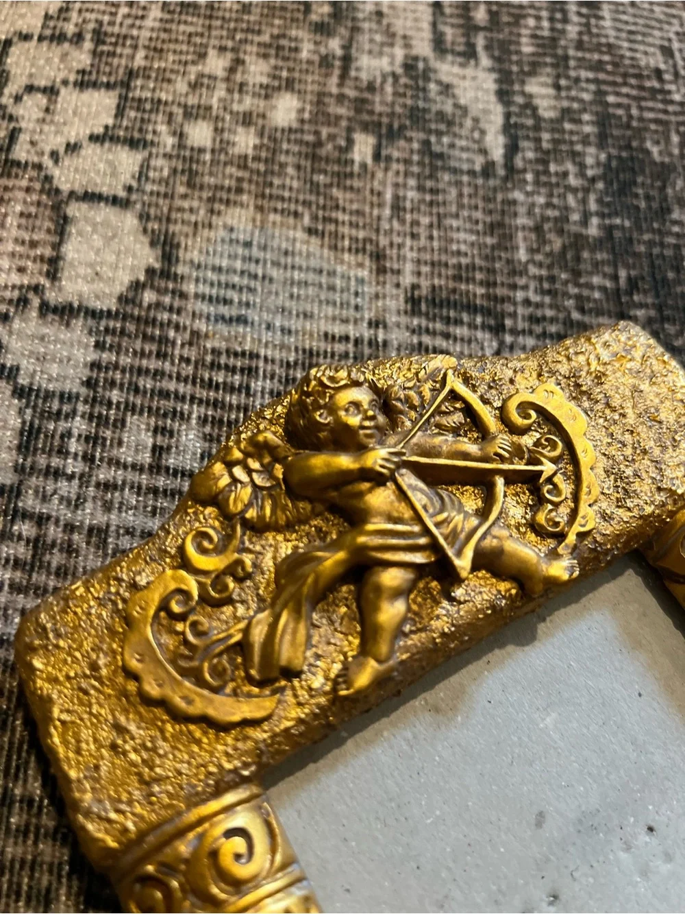 Vintage Gold Cherub Cupid Picture Frame 1990s Hollywood Regency 3.5 x 5” Photo